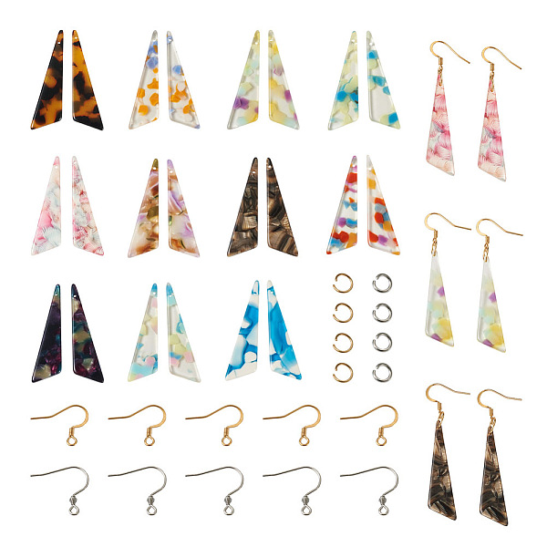 

PandaHall Cheriswelry DIY Triangle Drop Earring Making Kits, Including Acrylic Pendants, 304 Stainless Steel Earring Hook & Jump Rings..., Multicolor