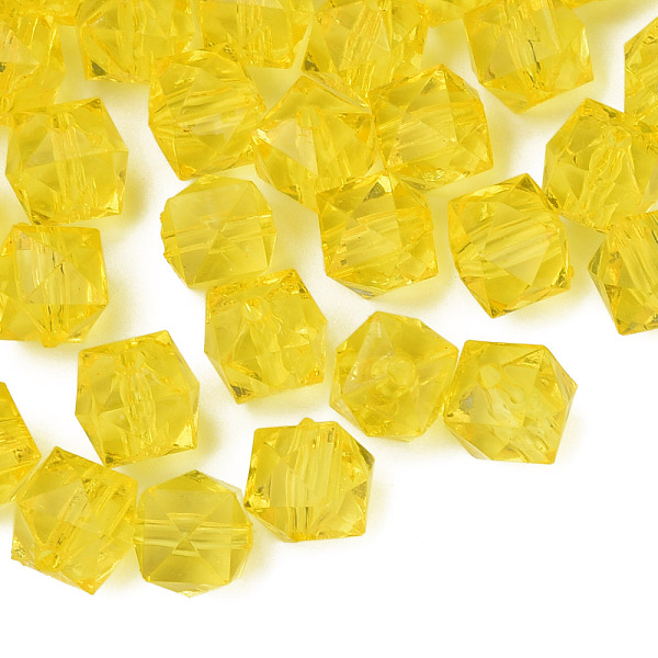 

PandaHall Transparent Acrylic Beads, Faceted, Cube, Yellow, 10x11x11mm, Hole: 2mm, about 670pcs/500g Acrylic Cube Yellow