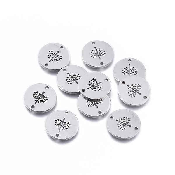 

PandaHall 304 Stainless Steel Links connectors, Laser Cut, Flat Round with Tree, Stainless Steel Color, 11.5x1mm, Hole: 1.2mm 304 Stainless...