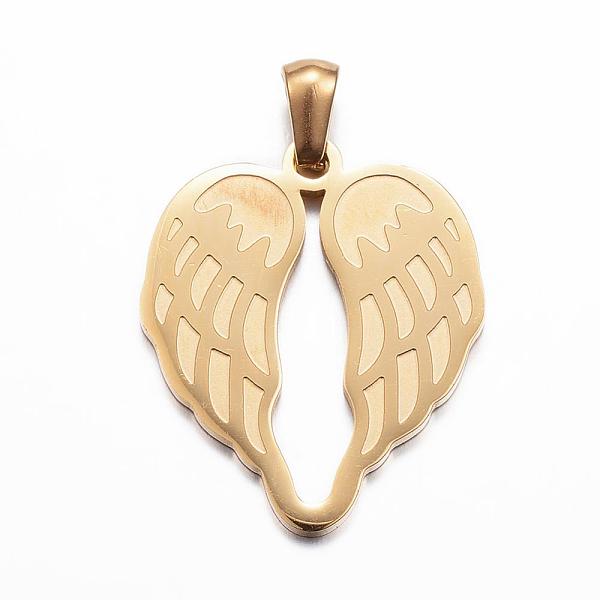 

PandaHall Ion Plating(IP) 304 Stainless Steel Pendants, Wing, Golden, 26.5x22x1.5mm, Hole: 3x5mm 304 Stainless Steel Wing