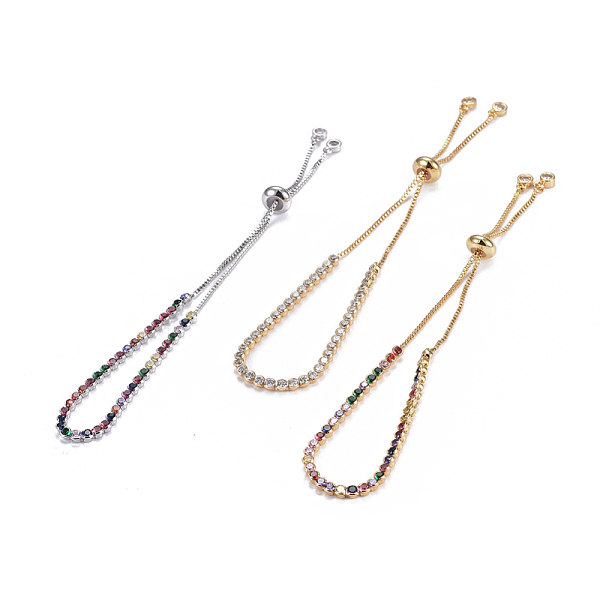 

PandaHall Adjustable Stainless Steel Slider Bracelets, Bolo Bracelets, with Cubic Zirconia, Mixed Color, 9-3/4 inch~9-7/8 inch(24.8~25cm)..., Multicolor