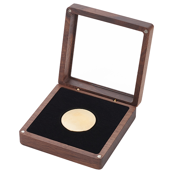 

PandaHall Square Wooden Single Coin Presentation Boxes, Magnetic Commemorative Coin Badge Display Gift Case with Plastic Visibal Windows...