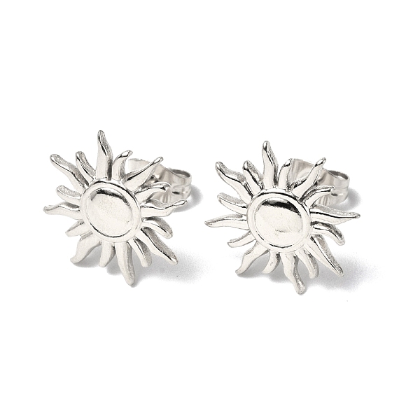

PandaHall 304 Stainless Steel Sun Stud Earrings for Women, Stainless Steel Color, 14.5mm, Pin: 0.7mm 304 Stainless Steel Sun