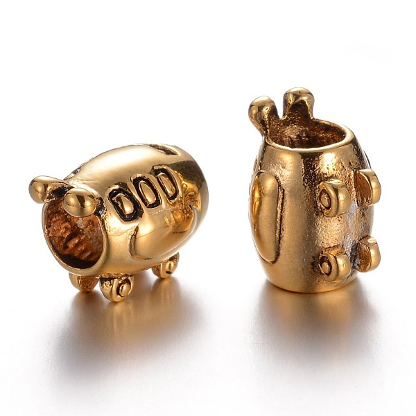

PandaHall 304 Stainless Steel European Beads, Caravan, Antique Golden, 13x10x10mm, Hole: 5mm 304 Stainless Steel Vehicle