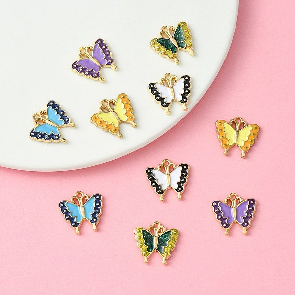 

PandaHall 10Pcs 5 Colors Alloy Enamel Pendants, Cadmium Free & Nickel Free & Lead Free, Golden, Butterfly Charm, Mixed Color, 17x18x2.5mm..., Multicolor