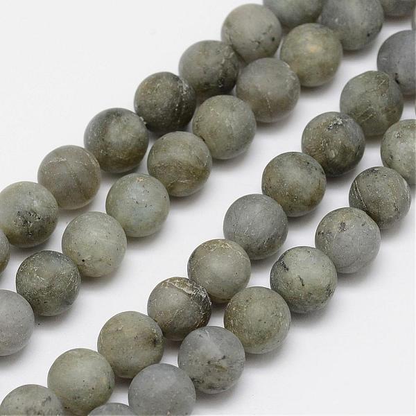 PandaHall Natural Labradorite Frosted Bead Strands, Round, 6mm, Hole: 1mm, about 31pcs/strand, 7.7 inch Labradorite Round