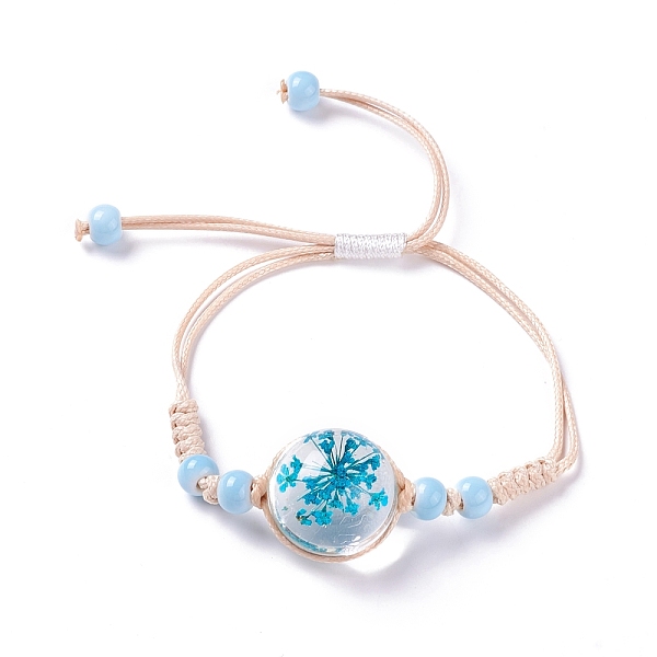 

PandaHall Porcelain Beads Braided Bead Bracelet for Girl Women, with Glass Pendant, Deep Sky Blue, Inner Diameter: 5/8~ 3-1/8 inch...