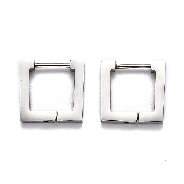 

PandaHall 304 Stainless Steel Square Huggie Hoop Earrings, Stainless Steel Color, 14x14.5x3mm, Pin: 1mm 304 Stainless Steel Square