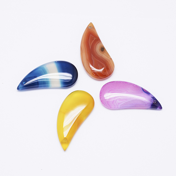 

PandaHall Natural Agate Pendants, Magatama, Dyed, Mixed Color, 40~44x18~22x5~7mm, Hole: 1.5mm Natural Agate Teardrop Multicolor