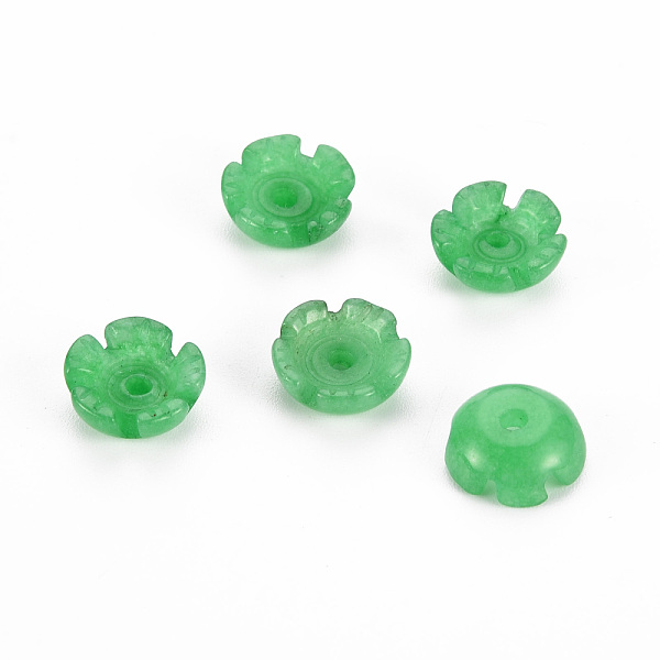 

PandaHall Natural Malaysia Jade Beads, Dyed, Flower, 10x10x4mm, Hole: 1.5mm Malaysia Jade Flower