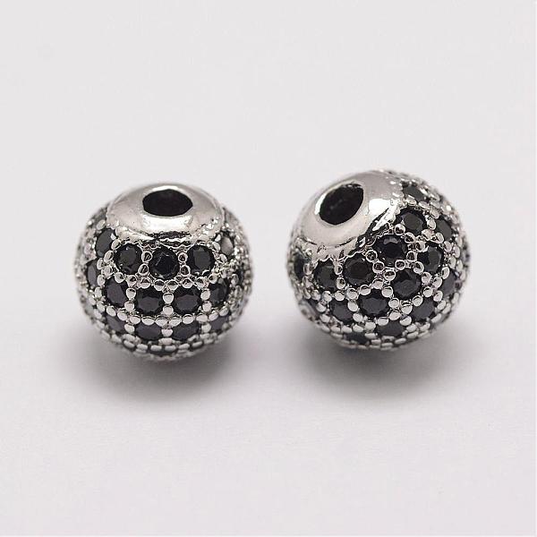 

PandaHall Brass Micro Pave Cubic Zirconia Beads, Round, Platinum, 8.5x8mm, Hole: 2mm Brass+Cubic Zirconia Round