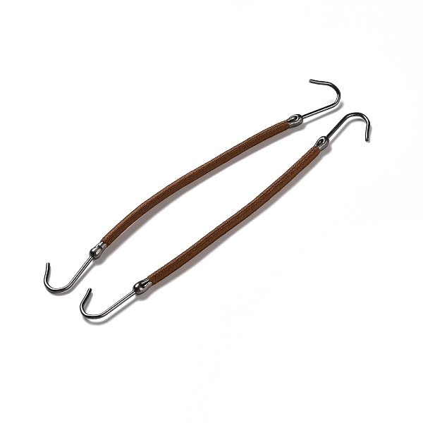 

PandaHall Polyester Bungee Hair Ties, with Iron Hooks, Hair Elastics for Ponytails, Sienna, 130x3mm Polyester Brown
