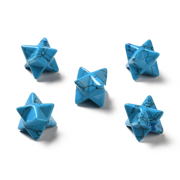 

PandaHall Synthetic Turquoise Beads, No Hole/Undrilled, Merkaba Star, 14.5~15x14.5~15x14.5~15mm Synthetic Turquoise Star