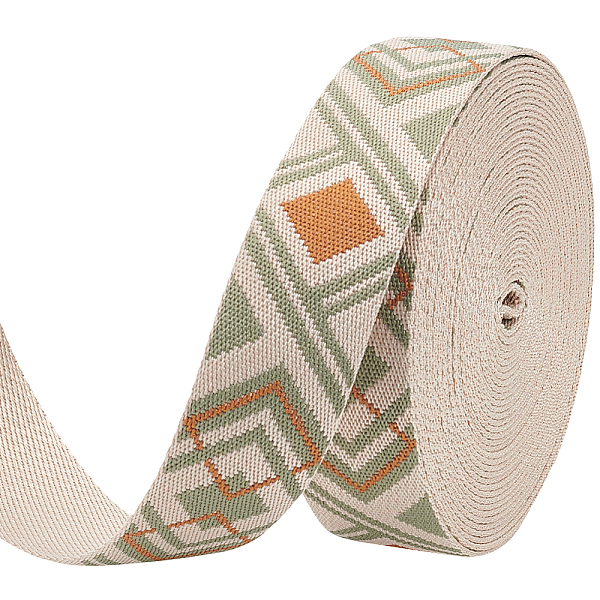 

PandaHall FINGERINSPIRE 10 Yards Bohemian Style Jacquard Ribbon 1.5Inch Wide Vintage Geometric Woven Trim Polyester Rhombus Poly Webbing...