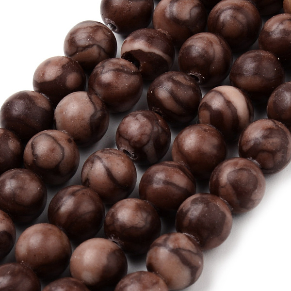 

PandaHall Natural Iron Zebra Jasper Beads Strands, Round, 8~8.5mm, Hole: 1mm, about 47pcs/strand, 15.5 inch Zebra Jasper Round