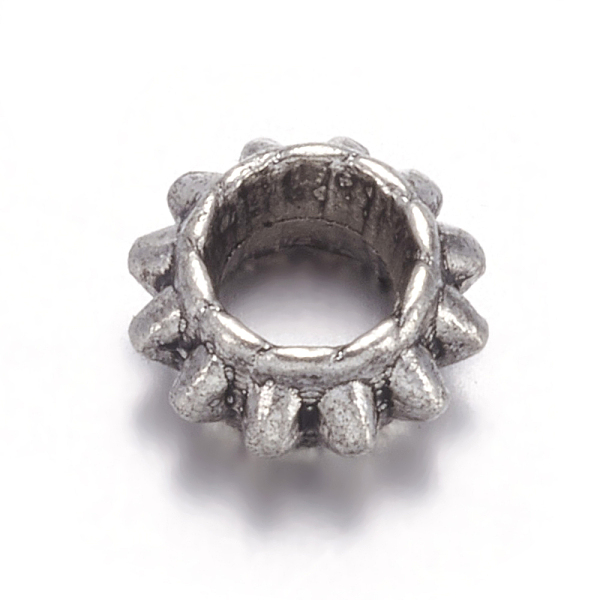 tibetan silver spacer beads, lead free & cadmium free, rondelle, antique silver, about 4mm long, 6mm wide, hole: 2.5mm