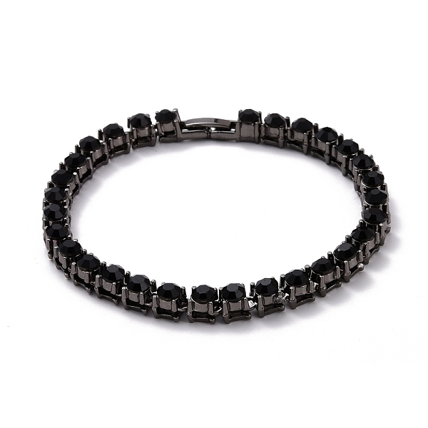

PandaHall Men's Classic Rhinestone Tennis Bracelet, Hip Hop Alloy Glass Rhinestone Bracelet, Jet, Gunmetal, 8-3/8 inch(21.2cm) Rhinestone