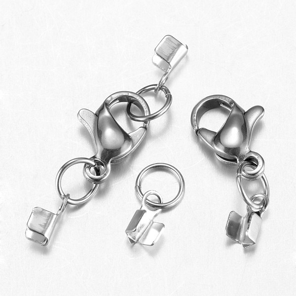 

PandaHall 304 Stainless Steel Lobster Claw Clasps, with Cord Ends, Stainless Steel Color, 27mm 304 Stainless Steel Others