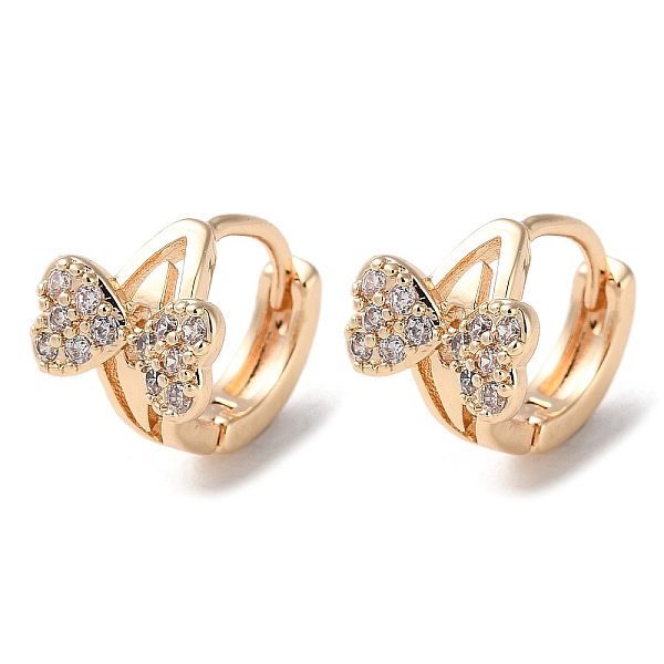 

PandaHall Rack Plating Brass Micro Pave Cubic Zirconia Hoop Earrings, Bowknot, Light Gold, 10x8.5mm Cubic Zirconia Bowknot Clear