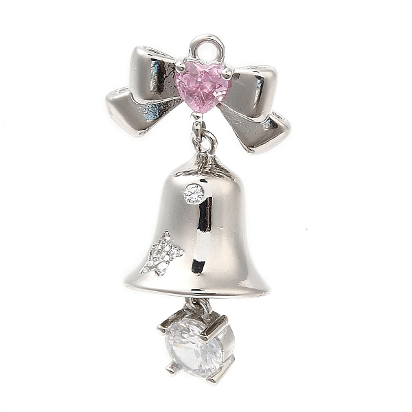 

PandaHall Rack Plating Brass Pave Cubic Zirconia Pendants, Long-Lasting Plated, Cadmium Free & Lead Free, Christmas Bell, Platinum..., Clear
