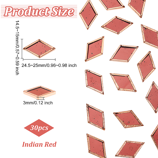 

PandaHall OLYCRAFT 30pcs Glass Mosaic Tiles Indian Red Glass Mosaic with Rose Gold Brass Edge Crystal Mosaic Tile Glass Rhombus Mosaic Tiles...