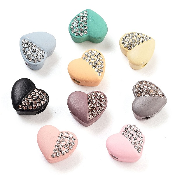

PandaHall Opaque Resin European Beads, with Crystal Rhinestone, Large Hole Beads, Heart, Mixed Color, 14x16x9mm, Hole: 4mm Resin Heart..., Multicolor