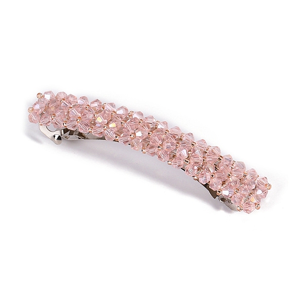 

PandaHall Glass Beaded Hair Barrettes, Curved Retangle Metal Hair Clips, Pink, 90mm Glass Rectangle Pink