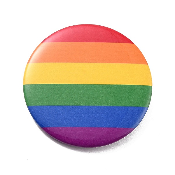 

PandaHall Flat Round Rainbow Strip Iron Brooch, Pride Pin, Platinum, Stripe Pattern, 44x8mm, Pin: 0.7mm Iron Stripe