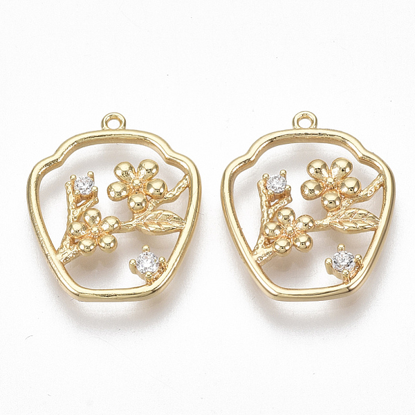 

PandaHall Brass Micro Pave Clear Cubic Zirconia Pendants, Flower, Nickel Free, Clear, Real 18K Gold Plated, 18x10x2mm, Hole: 1mm Brass+Cubic...