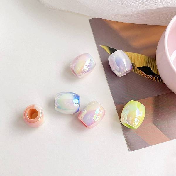 

PandaHall UV Plating Rainbow Iridescent Acrylic Beads, Large Hole Beads, Barrel, Mixed Color, 19.2x17.3mm, Hole: 8mm Acrylic Barrel..., Multicolor