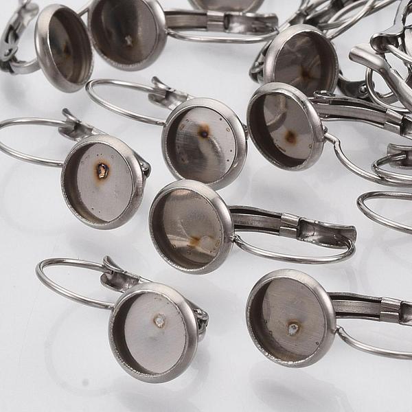 

PandaHall Flat Round Tray Smooth Surface 304 Stainless Steel Leverback Earring Findings, Stainless Steel Color, Tray: 8mm, 19x10mm, Pin...