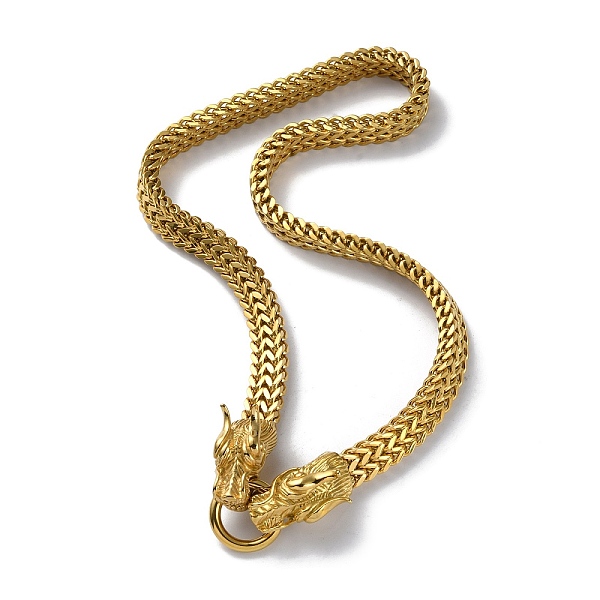 

PandaHall Ion Plating(IP) 304 Stainless Steel Wheat Chain Necklaces, with Dragon Heads Clasps, Golden, 23.78 inch(60.4cm) 304 Stainless...