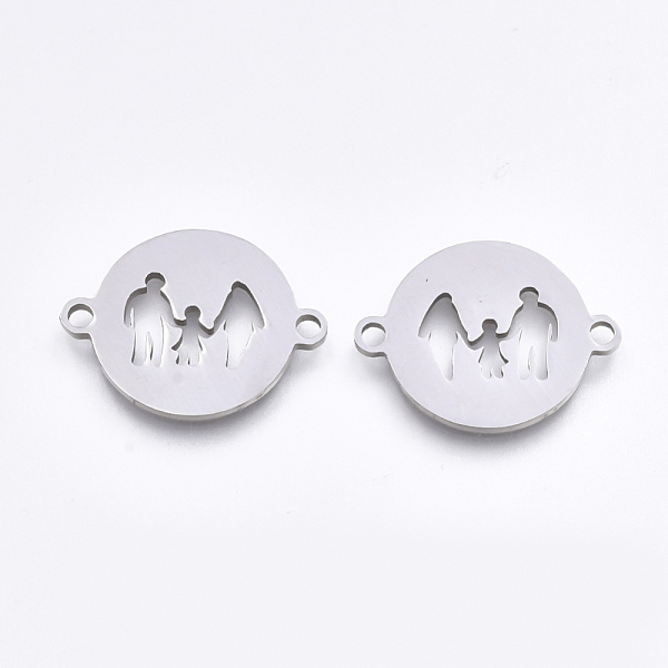 

PandaHall 201 Stainless Steel Links connectors, Laser Cut Links, Flat Round with Family, Stainless Steel Color, 15.5x19.5x1mm, Hole: 1.5mm...
