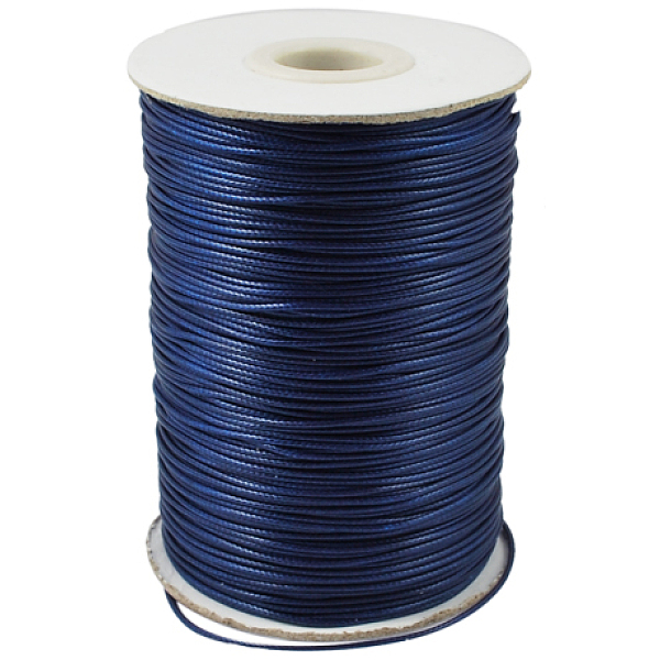 

PandaHall Korean Waxed Polyester Cord, Bead Cord, Dark Blue, 1.2mm, about 185yards/roll Waxed Polyester Cord Round Blue