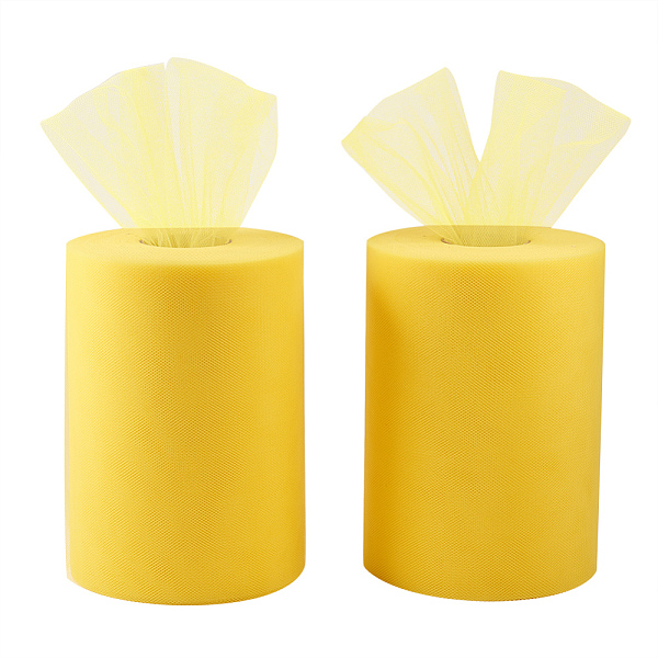 

PandaHall Deco Mesh Ribbons, Tulle Fabric, Tulle Roll Spool Fabric For Skirt Making, Yellow, 6 inch(15cm), 100yards/roll(91.44m/roll)...