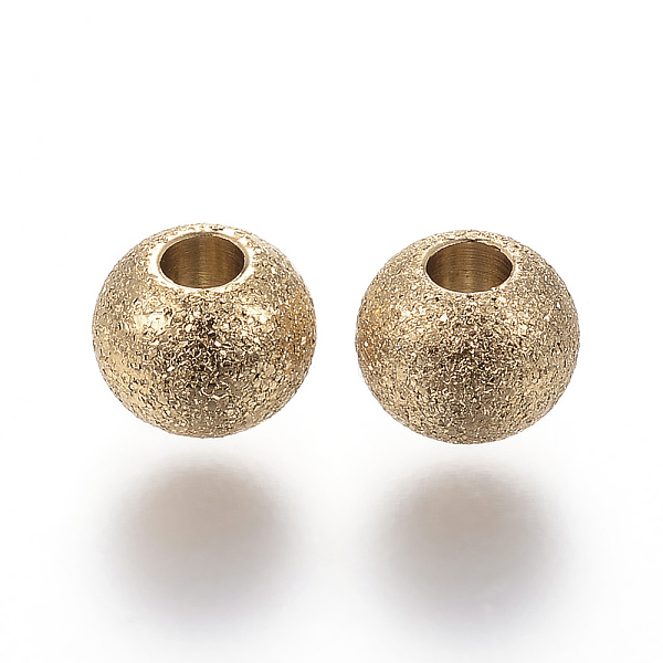 

PandaHall Ion Plating(IP) 304 Stainless Steel Textured Beads, Round, Golden, 6x5mm, Hole: 2mm 304 Stainless Steel Round
