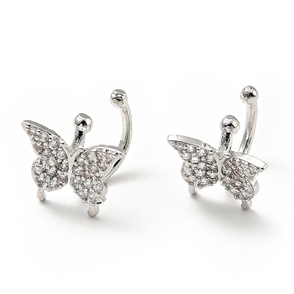 

PandaHall Clear Cubic Zirconia Butterfly Cuff Earrings, Brass Jewelry for Non-pierced Ears, Cadmium Free & Lead Free, Platinum, 10x12x12mm...