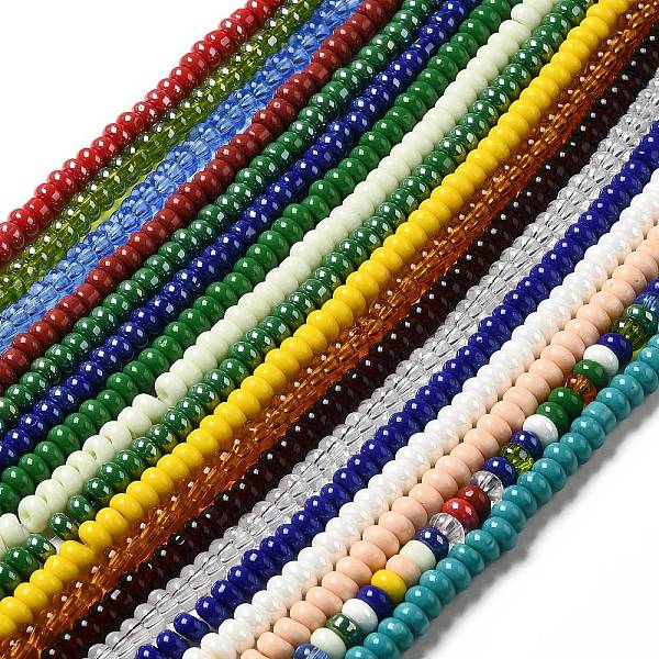

PandaHall Handmade Lampwork Beads Strands, Rondelle, Mixed Color, 9~10x4.5~5mm, Hole: 2.5~3mm, about 68~71pcs/strand, 14.17~16.14 inch..., Multicolor