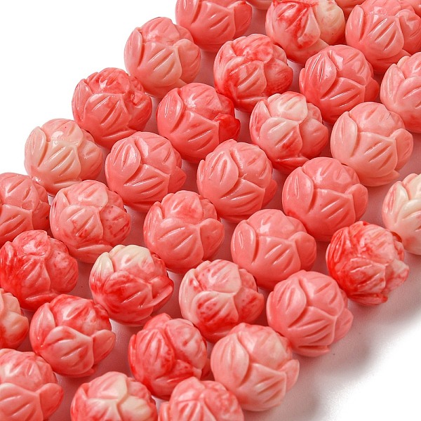 

PandaHall Carved Synthetic Coral Beads, Dyed, Flower, Flamingo, 9.5~10x10.5~11mm, Hole: 1.5mm, about 36~37pcs/strand, 13.94~14.09''..., Pink