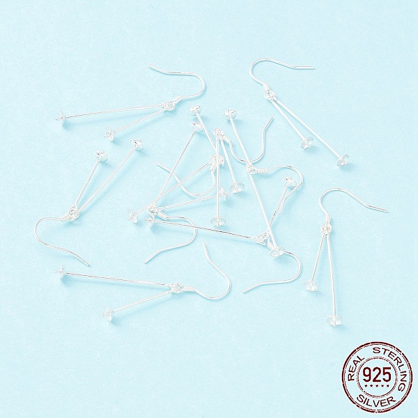 

PandaHall 925 Sterling Silver Earring Hooks, with Double Peg Bails, for Half Drilled Beads, Silver, 42.5x4mm, 22 Gauge, Pin: 0.6mm and 0.7mm...