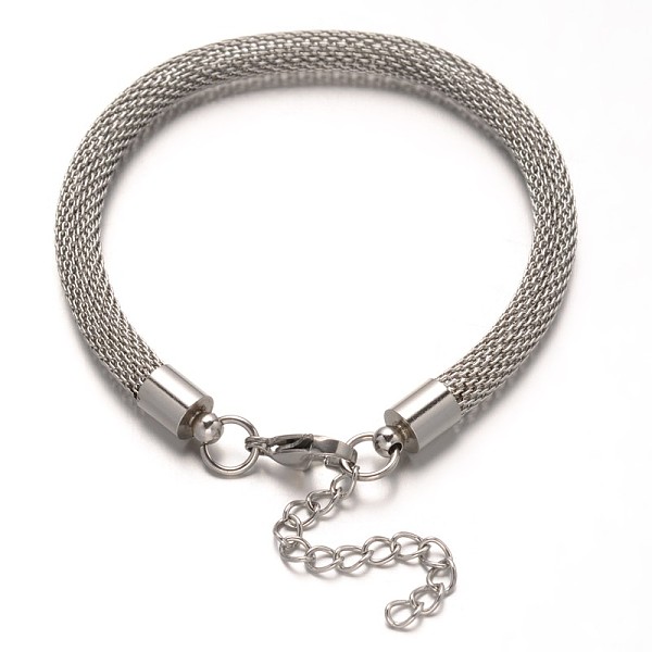 

PandaHall 304 Stainless Steel Network Chains Bracelets, with Lobster Claw Clasps, Stainless Steel Color, 8-5/8 inch(220mm), 6mm 304...