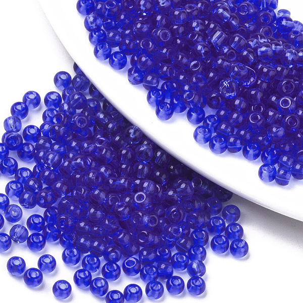 

PandaHall Transparent Glass Beads, Round, Blue, 4x3mm, Hole: 1mm, about 4500pcs/bag Glass Round Blue