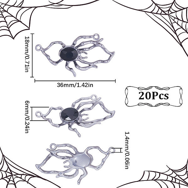 Sunnyclue 20 Stück Verbindungsanhänger Aus Legiertem Schwarzem Glas