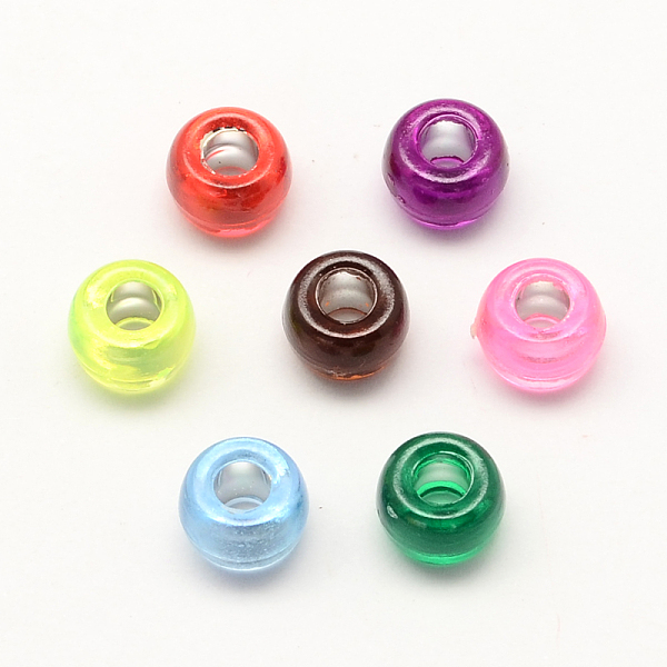 

PandaHall Silver Foil Acrylic European Beads, Large Hole Barrel Beads, Mixed Color, 9x6mm, Hole: 4mm, about 1800pcs/500g Acrylic Barrel..., Multicolor