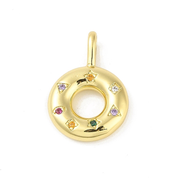 

PandaHall Brass Micro Pave Cubic Zirconia Pendants, Real 18K Gold Plated, Donut, Colorful, 26x18x3.8mm, Hole: 5.8x3mm Brass+Cubic Zirconia...