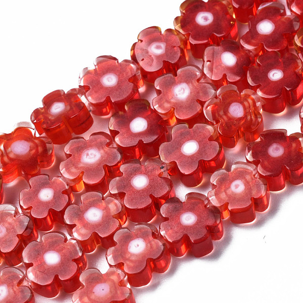 

PandaHall Handmade Millefiori Glass Bead Strands, Flower, FireBrick, 5.5~8x2.5mm, Hole: 1mm, about 64~67pcs/strand, 15.75 inch~16.34 inch..., Red
