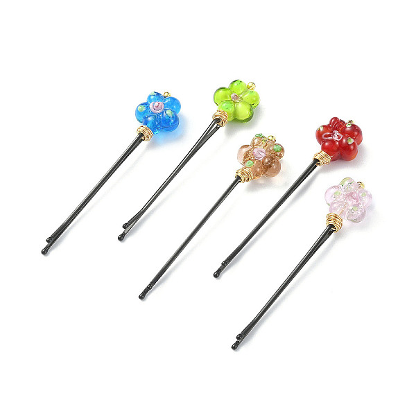 

PandaHall Baking Painted Stainless Steel Hair Bobby Pin Bookmarks, Handmade Lampwork Beads Bookmark, Eco-Friendly Copper Wire Wrapped..., Multicolor