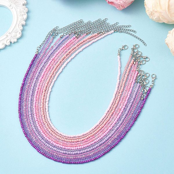 Colliers ras du cou en perles de verre dégradées de 3 mm pour femmes