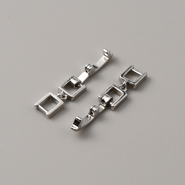 

PandaHall Brass Fold Over Clasps, Bracelet, Necklace Jewelry Extender, Platinum, 29mm, Link: 8x5.5x2mm, Clasp: 10x2x4mm Brass