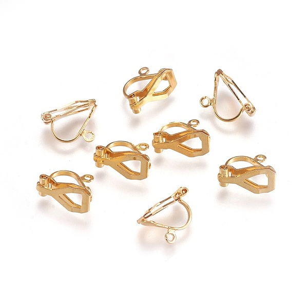 

PandaHall 304 Stainless Steel Clip-on Earring Findings, Real 18K Gold Plated, 12x6x9mm, Hole: 1.6mm 304 Stainless Steel